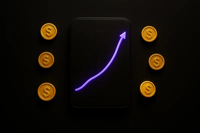 Neon Crash Game UI Mobile crash game interface with glowing graph and scattered coins